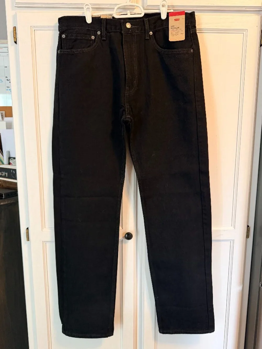 NWT Levis 505 Mens Black Jeans 36x34